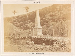 Pacific Station in HMS Triumph - Plaat 14, Cooks monument, Hawaï door Frederick George Denham Bedford