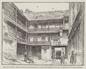 De oude White Hart, Borough, de plaats van de eerste ontmoeting van Mr Pickwick en Sam Weller door Frederick George Kitton