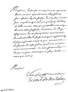 Brief van kardinaal Richelieu aan Monsieur de la Motte, 17e eeuw 1865