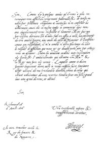 Brief van Henry Frederick, Prins van Wales, aan koning Hendrik IV van Frankrijk, 1606, 1865