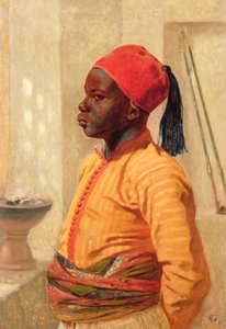 Halflang portret van een Arabische jongen