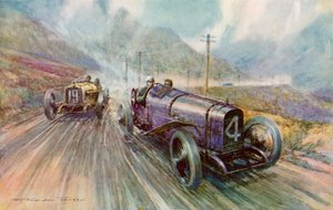 K Lee Guinness met de Sunbeam in de tweedaagse 600-mijl Tourist Trophy race op het Isle of Man, die hij won met 56,44 mph