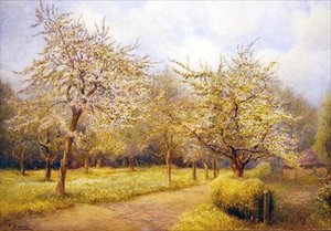 Bomen in bloei door Frederick Henry Evans