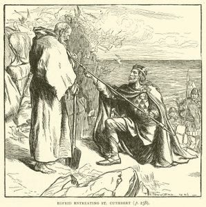 Egfrid smeekt St. Cuthbert door Frederick Henry Townsend