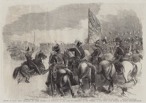 Review van de Royal Horse Artillery en Field Batteries in Woolwich, door de Hertog van Cambridge, in aanwezigheid van de Grootvorst Michael van Rusland