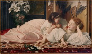 Moeder met kind (kersen) door Frederick Lord Leighton