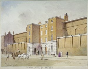 Uitzicht op Whitecross Street gevangenis voor schuldenaars, Londen, ca. 1840