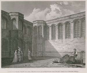Een zuidwestelijk uitzicht op de hoofdbinnenplaats van Crosby Hall door Frederick Nash