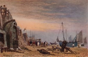 Brighton Beach, Nevel trekt op, ca. 1820 door Frederick Nash