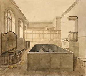 De kapel, Newgate-gevangenis door Frederick Nash