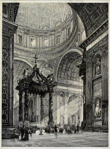 Sint-Pietersbasiliek, Rome, Italië, Interieurzicht, 1878 door Frederick P Dinkelberg