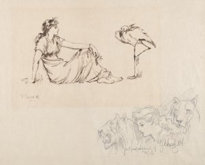 Vrouw en een Kraanvogel (Waakzaamheid?)