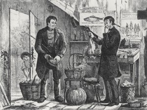 Een boer betaalt zijn abonnement op de lokale krant in natura door Frederick Stuart after Church