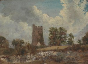 Landschap met een kerk door Frederick W. Watts