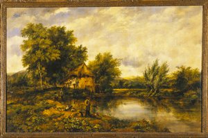 Een Rivierlandschap met een Visser bij een Molen