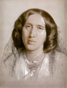 George ELIOT, Portret 1865 (papier, krijt) door Frederick William Burton
