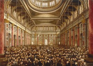Interieur van de Manchester Exchange door Frederick and Saunders H.L. (19th Century) Sargent