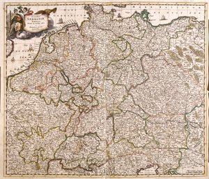 Kaart van Duitsland (ets) door Frederick de Wit