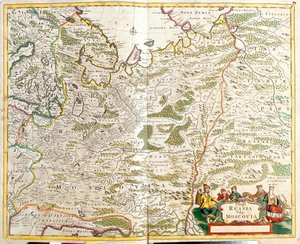 Kaart van Rusland, rond de stad Moskou door Frederick de Wit