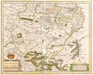 Kaart van Thüringen (Duitsland)