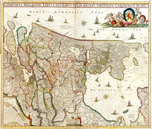 Kaart van het graafschap Holland (Nederland) door Frederick de Wit