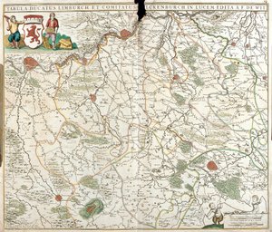 Kaart van het Hertogdom Limburg (België) (ets) door Frederick de Wit