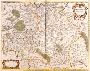 Kaart van het Hertogdom Franken (Duitsland) door Frederick de Wit