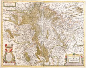 Kaart van het Landgraafschap Hessen (Duitsland) door Frederick de Wit