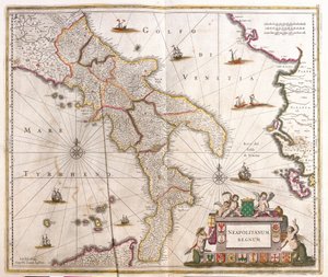 Kaart van het Koninkrijk Napels (Italië)