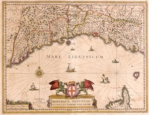 Kaart van de Republiek Genua, Italië door Frederick de Wit