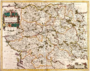 Kaart van het algemene bestuur van het Orléans gebied (Frankrijk)