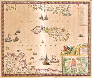 Kaart van het eiland Malta (ets)