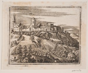 Een bergdorp, links gelegen