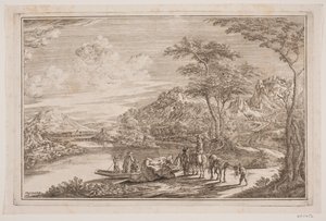 Een veerboot in een berggebied door Frederik Laub