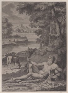 Riviergod in een landschap, 1725