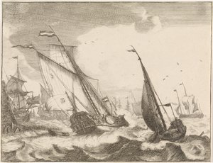 Schepen op zee door Frederik Ottens