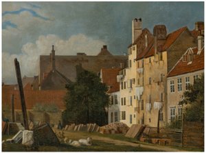 Uitzicht op Marmorpladsen, Kopenhagen (Deel van Marmorpladsen in Kopenhagen) door Frederik Sødring