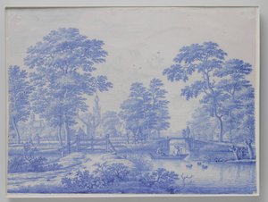 Plaat met gezicht op Overschie door Frederik van Frytom (attributed to)