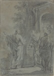 Figuren (Christus roept een van de apostelen?) door French 17th Century
