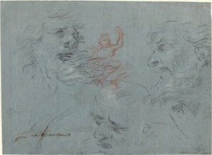 Studie van hoofden [recto] door French 17th Century