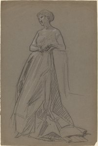 Staande vrouw leunend op haar elleboog door French 19th Century