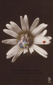 Een jong koppel in het midden van een bloem met een lieveheersbeestje door French Photographer