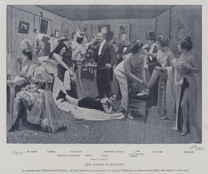 Actrices vermaken zich in de kleedkamers van het Théâtre des Variétés, Parijs door French Photographer