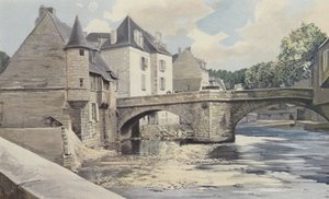 Aubusson, Brug van de Terrade, over de Creuse, Uitzicht stroomafwaarts