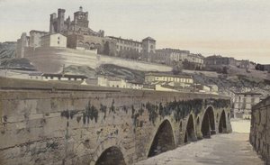 Beziers, Oude brug en Kerk Saint-Nazaire (voormalige kathedraal) door French Photographer