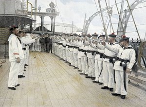 Franse marine, eind 19e eeuw: Pistool- en revolveroefening