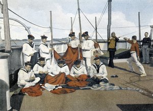 Franse marine, eind 19e eeuw: reparatie van paviljoens - Bibl. des Arts deco. door French Photographer