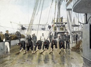 Franse marine, eind 19e eeuw: Schoonmaak van het dek