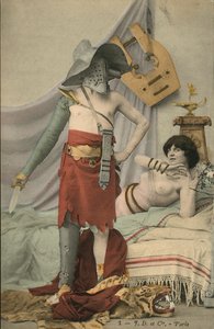 Gladiator en een vrouw in bed (gekleurde foto)