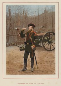 Het Russische Leger: Trompettist in Velduniform (foto) door French Photographer